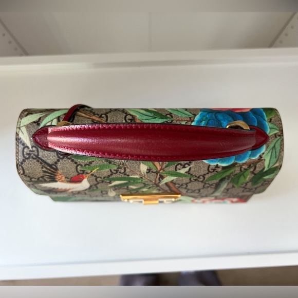 GUCCI ⭐️ Tian GG Floral Print Padlock Top Handle Shoulder Small Bag + Dust Bag - Picture 12 of 16